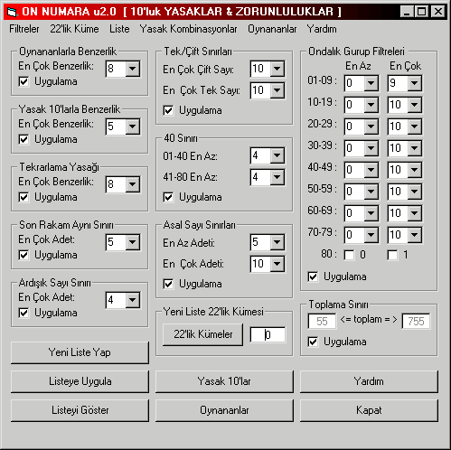 Kombinasyon Listesi reteci ve Eleyicisi