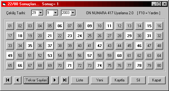 Sonu (22'lik) girme ve değiştirme formu.