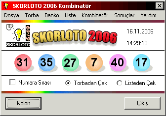SKORLOTO 2006 running on Windows XP