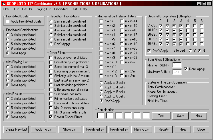 COMBINATOR 4 - COMBINATION GENERATOR (CHAOS Filters) Form