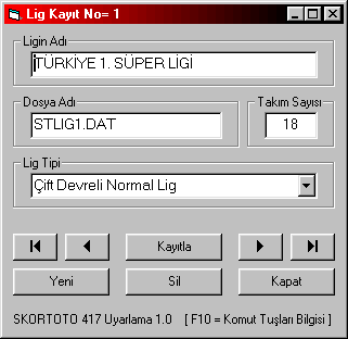 League Recording and Selection Form