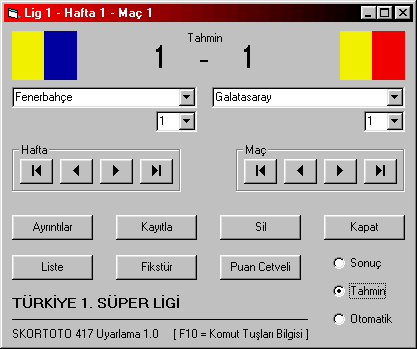 Match Selection and SCORE Recording Form
