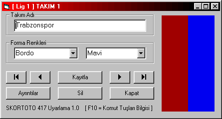League - Team Recording Form