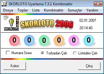 SKORLOTO 2006 running on Windows Vista